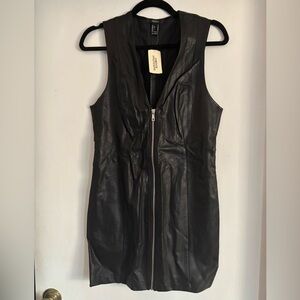 Black Leather Sleeveless Dress